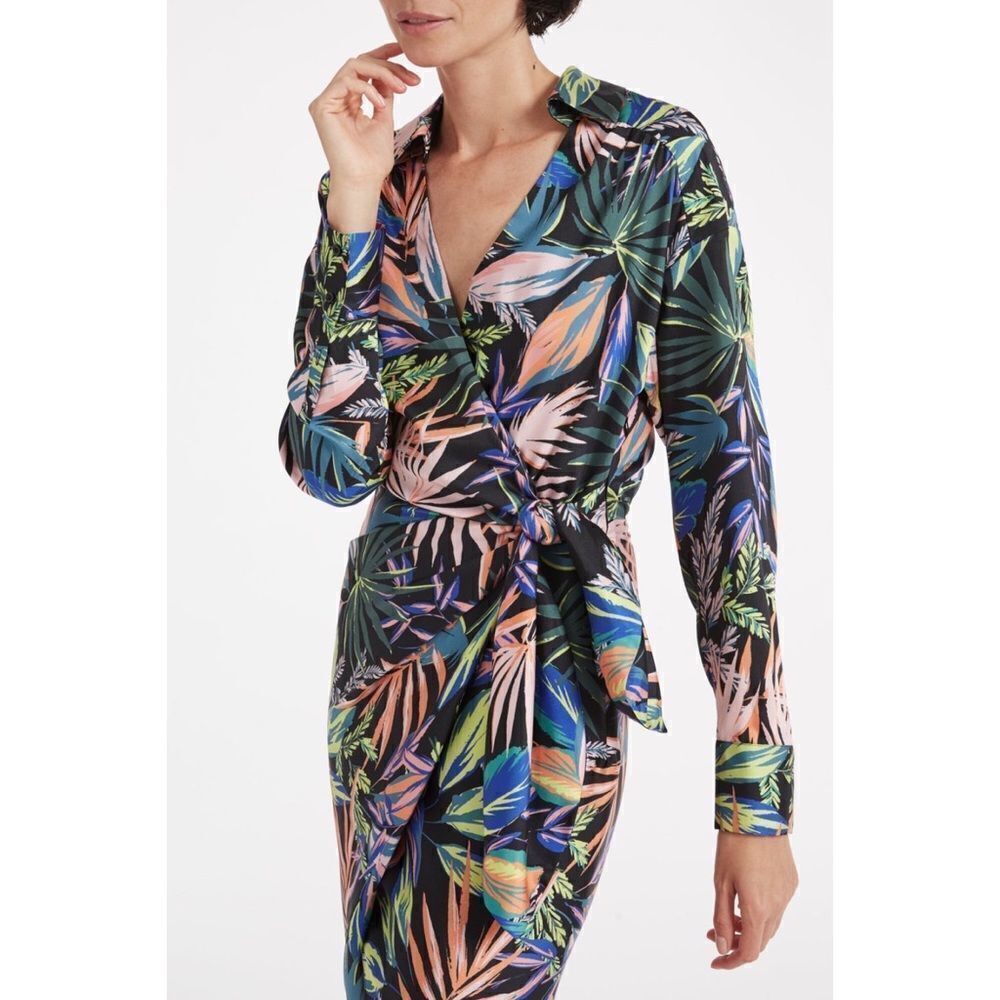Milly Jordantropical Palm Print Wrap Dress